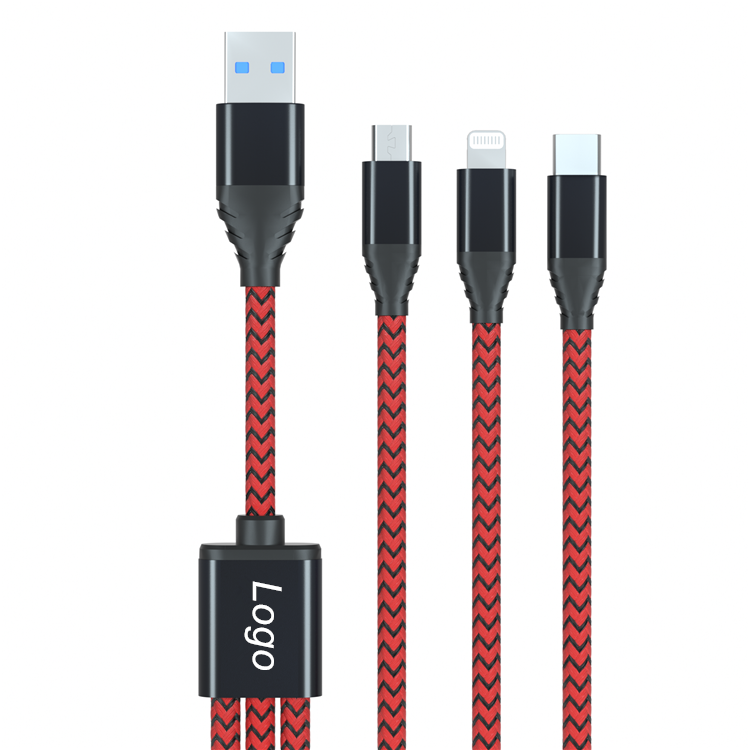 3 in 1 USB charging cable for iphone and micro usb and USB type C